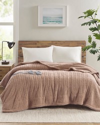 Sherpa Heated Blanket Brown Queen by   