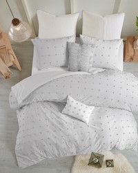 Brooklyn Cotton Jacquard Comforter Set with Euro Shams and Throw Pillows Grey Full Queen by   