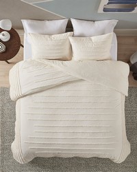 Mercer 3 Piece Cotton Chenille Comforter Set Ivory Full Queen by   