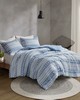 Olliix Rowan Striped Clipped Jacquard Comforter Set Blue