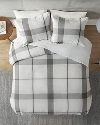 Union Square Cotton Yarn Dyed Jacquard Plaid Duvet Cover Set White Black King by   