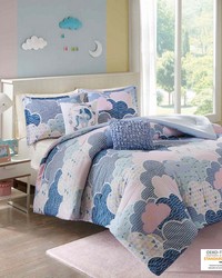 Cloud Cotton Printed Comforter Set Blue Twin by   