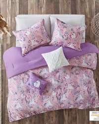 Lola Unicorn Cotton Comforter Set Pink Twin by   