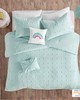 Olliix Callie Cotton Jacquard Pom Pom Comforter Set Aqua