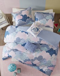 Cloud Cotton Printed Duvet Cover Set Blue Full Queen by   