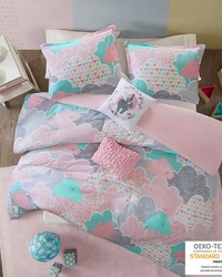 Cloud Cotton Printed Duvet Cover Set Pink Full Queen by   