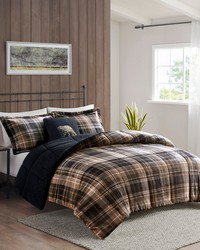 Alton Plush to Sherpa Down Alternative Comforter Set Brown Black King by   