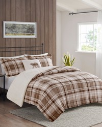 Alton Plush to Sherpa Down Alternative Comforter Set Tan Plaid Twin by   