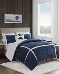 Orlen Plush to Sherpa Comforter Set Navy Twin by   