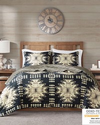 Sierra Oversized Print Plush Quilt Set Tan Black King by   