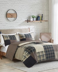 Winter Hills Oversized Cotton Quilt Set Tan King by   