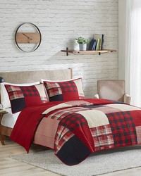 Sunset Oversized Cotton Quilt Mini Set Red Full Queen by   