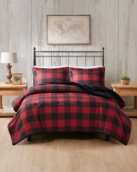 Bernston Faux Wool to Faux Fur Down Alternative Comforter Set Red Buffalo Check Twin by   