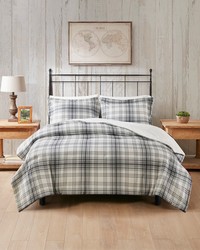 Bernston Faux Wool to Faux Fur Down Alternative Comforter Set Gray Plaid Twin by   