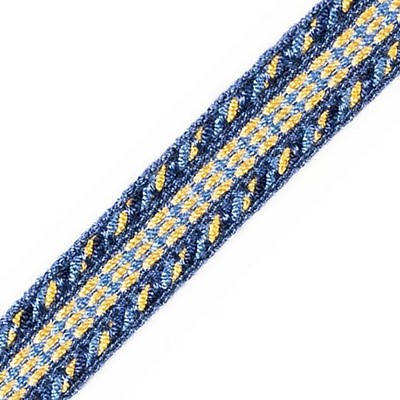 Scalamandre Trim Galon Chainette Tape A Bleu Royal PL 00975321 Blue 100% VISCOSE  Trim Border Braided Trim 