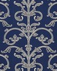 Scalamandre Wallcoverings SAXONY SCROLL WALLCOVERING NAVY