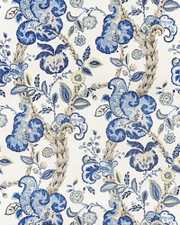 Cumbria Wallcovering China Blue On Ivory by  Scalamandre Wallcoverings 