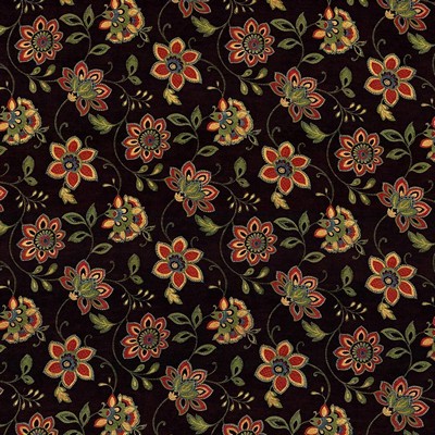 Kasmir Floral Essence Noir in 1417 Black Upholstery Cotton  Blend Fire Rated Fabric Vine and Flower  Ethnic and Global   Fabric