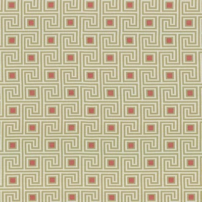 Kasmir Greek Key Watermelon in 1423 Red Upholstery Polyester  Blend Fire Rated Fabric