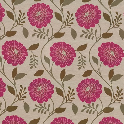 Kasmir Hedgerow Floral Fuchsia in 1418 Pink Polyester  Blend Vine and Flower   Fabric