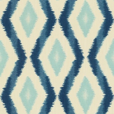 Kasmir Denpasar Clarity in 5143 Blue Polyester  Blend Fire Rated Fabric Southwestern Diamond  High Wear Commercial Upholstery Ethnic and Global   Fabric