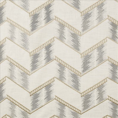 Kasmir Emberton Dove in 1470 Grey Cotton
 Fire Rated Fabric Crewel and Embroidered  Heavy Duty CA 117  NFPA 260  Zig Zag   Fabric