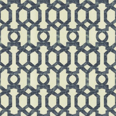 Kasmir Rally Navy in 5154 Blue Cotton  Blend Fire Rated Fabric Heavy Duty CA 117  NFPA 260  Lattice and Fretwork   Fabric