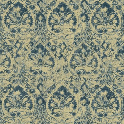 Kasmir Remarkable Blue in 1454 Blue Linen  Blend Fire Rated Fabric Classic Damask  Medium Duty CA 117  NFPA 260  Ethnic and Global   Fabric