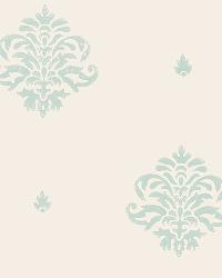 MAYLA DAMASK WATER BLUE by  Schumacher Wallpaper 