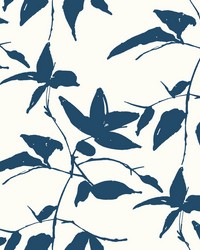 Persimmon Leaf Wallpaper Blue  White by   