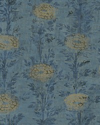 French Marigold Wallpaper Blue  Gold by   