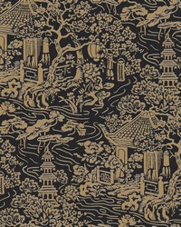 Chinoiserie Wallpaper Black  Gold by   