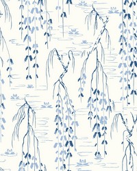 Willow Branches Wallpaper White  Blue by   