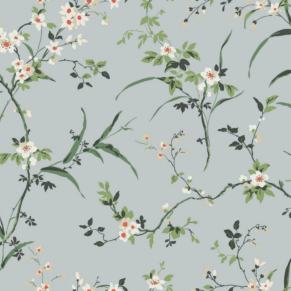 York Wallcovering Light Grey Blossom Branches Wallpaper Wallpaper