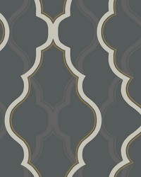 Double Damask Wallpaper Black by   