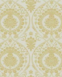 Imperial Damask Wallpaper Off White Gold by   