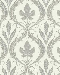 Adirondack Damask Wallpaper Gray Beige by   