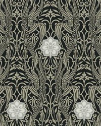 Gatsby Damask Wallpaper Black by   