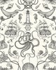 York Wallcovering Deep Sea Toile Wallpaper Black