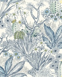 Flowering Desert Wallpaper Blue by  York Wallcovering 