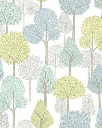 Treetops Peel and Stick Wallpaper Aqua Yellow by  York Wallcovering 