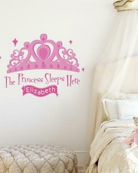 PRINCESS SLEEPS HERE PEEL  STICK GIANT WALL DECAL W PERSONALIZATION by  Roommates 