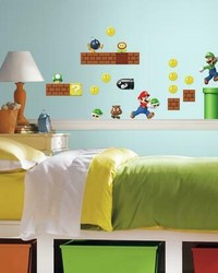 NINTENDO  SUPER MARIO BUILD A SCENE PEEL AND STICK WALL DECALS by  Roommates 