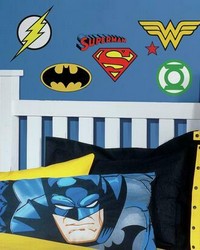 DC SUPERHERO LOGOS PEEL AND STICK WALL DECALS by   