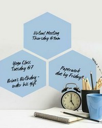 BLUE HEXAGON DRY ERASE PEEL AND STICK WALL DECALS by  Roommates 