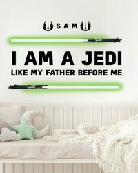 I AM A JEDI HEADBOARD GLOW IN THE DARK PEEL AND STICK GIANT WALL DECALS by   