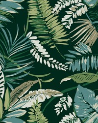 Tropical Toss Wallpaper Dark Green by   