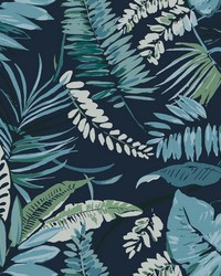 Tropical Toss Wallpaper Navy by   