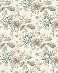 Midsummer Floral Wallpaper Beige Green by  York Wallcovering 