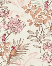 Handpainted Songbird Wallpaper Red by  York Wallcovering 